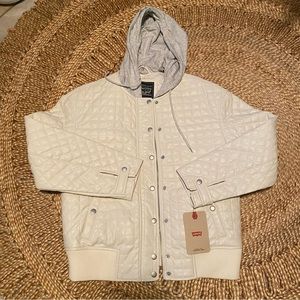 Levi’s Women’s Faux Leather Box Quilted Jacket - Oyster White - Small NWT